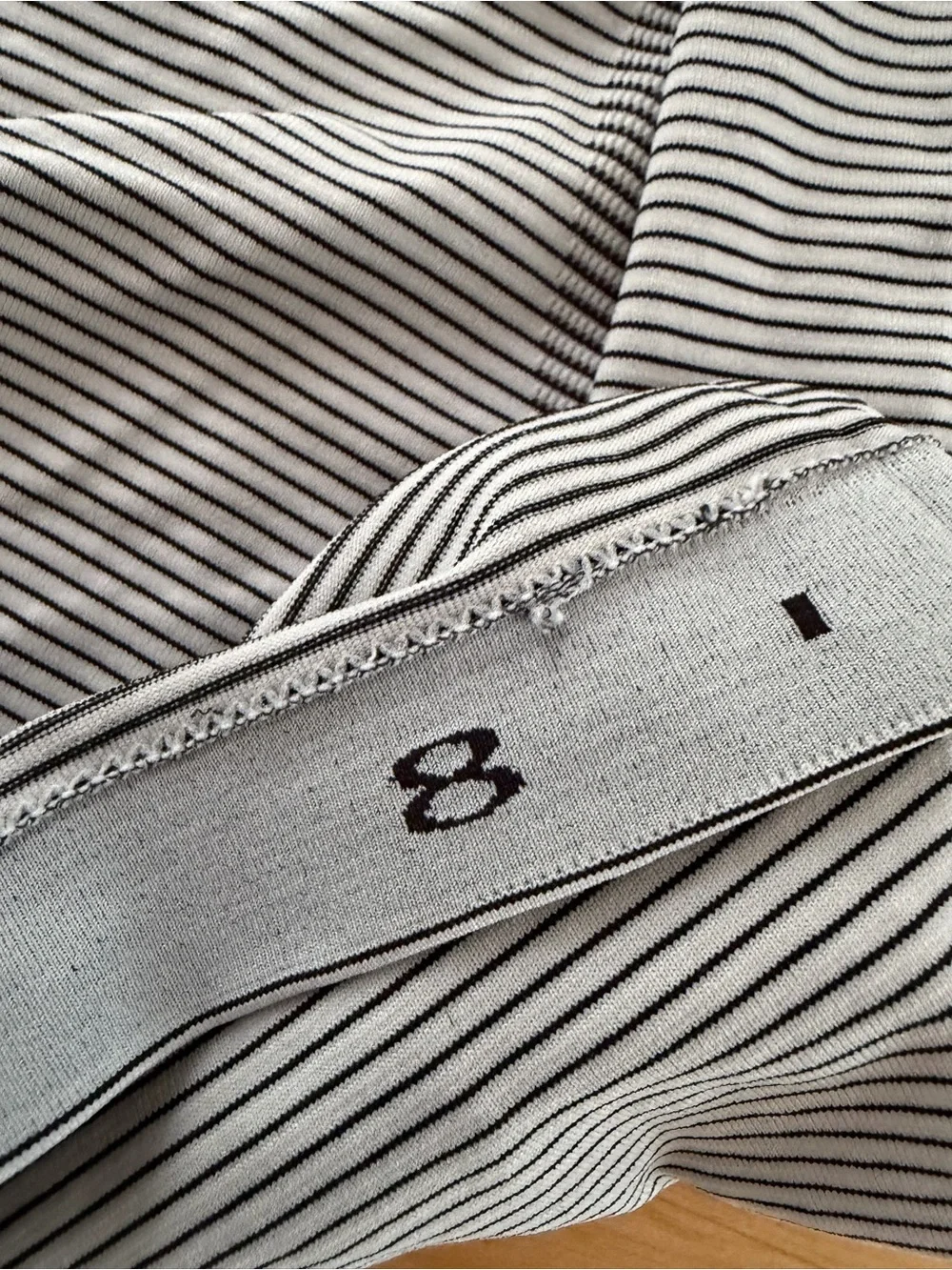 lululemon athletica Black and White Striped Short Sleeve Scoop Tee swiftly